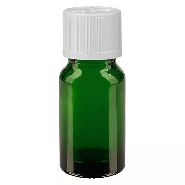 Groenen glazen flessen 10ml met wit schroefsluiting kinderslot St Groenen glazen flessen 10ml met wit schroefsluiting kinderslot St