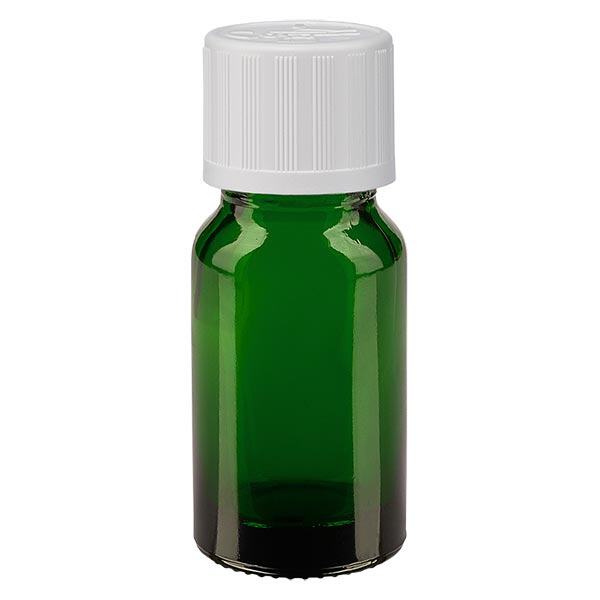 Groenen glazen flessen 10ml met wit schroefsluiting kinderslot St Groenen glazen flessen 10ml met wit schroefsluiting kinderslot St