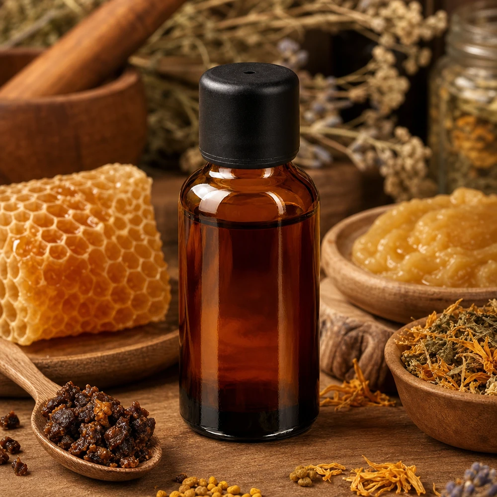 30ml fles 6mm SV zwart STD BrownLine UT18/30 Praktische apothekersfles van 30 ml van getint glas met zwart deksel voor natuurlijke geneesmiddelen