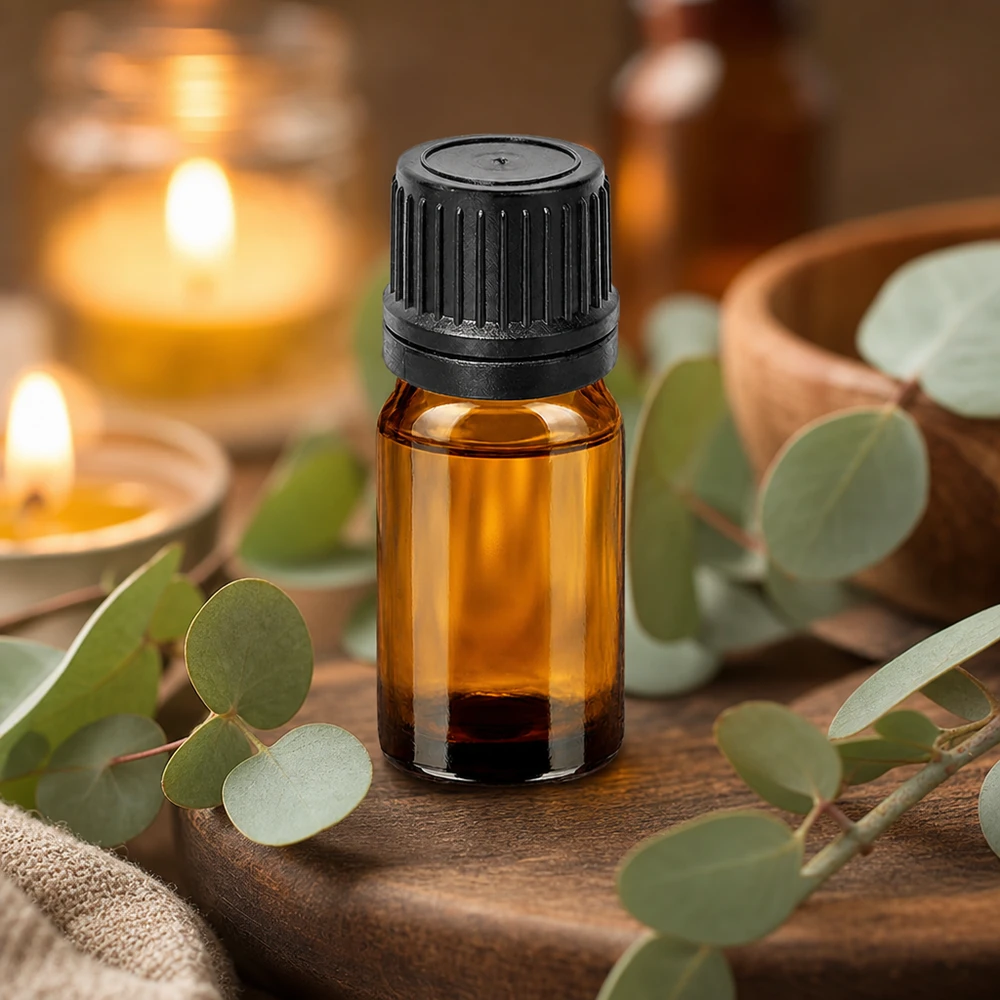 5ml druppelflesje 1mm zwart OV BrownLine UT18/5 Compacte 5ml druppelflacon van bruin glas met 1mm doseeropening voor aromatherapie en wellness