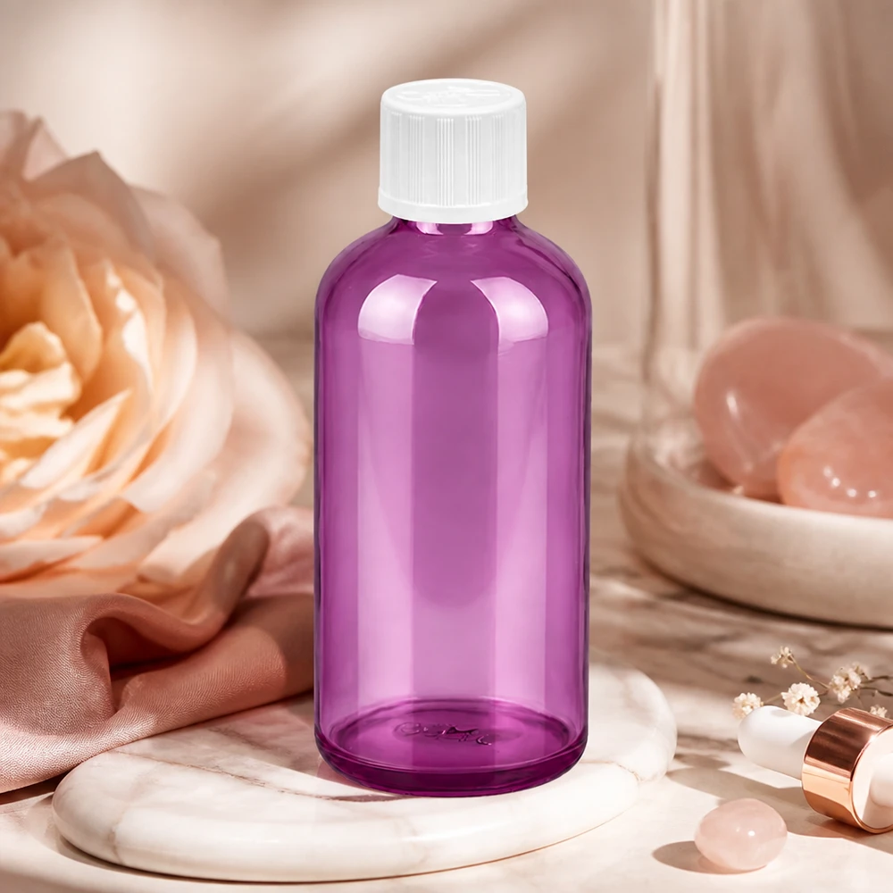 Robuuste 100ml druppelflacon met een fijne 1,2mm opening in een aantrekkelijk paars ontwerp