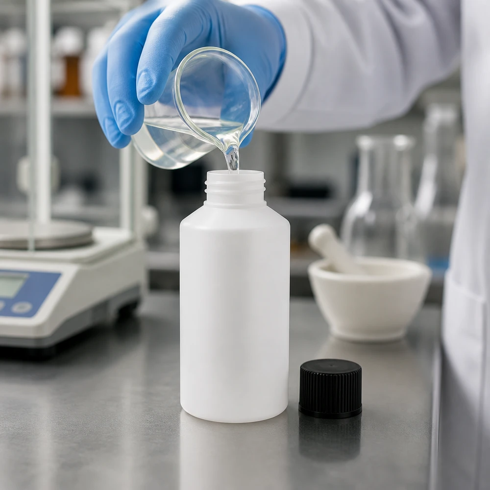 PET cilinderfles 50ml wit met schroefsluiting zwart Voedselveilige ronde HDPE-fles van 50 ml, wit en ondoorzichtig, met zwarte verzegeling