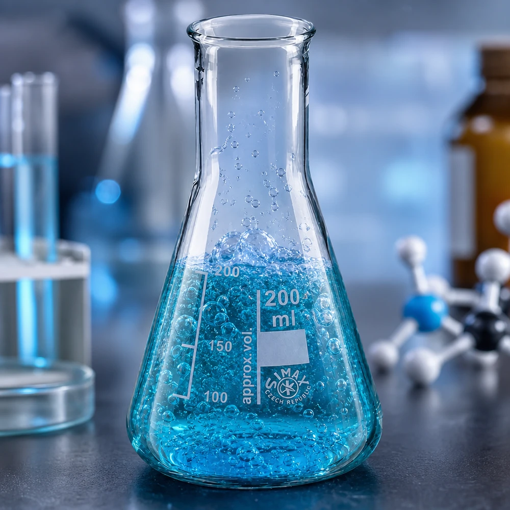 Erlenmeyer 200ml nauwe hals borosilicaat met afgeronde rand
