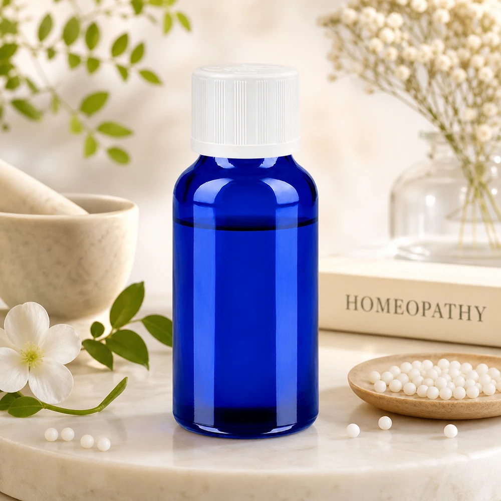 20 ml blauw glazen flesje met optimaal formaat voor op reis en mobiele toepassingen onderweg