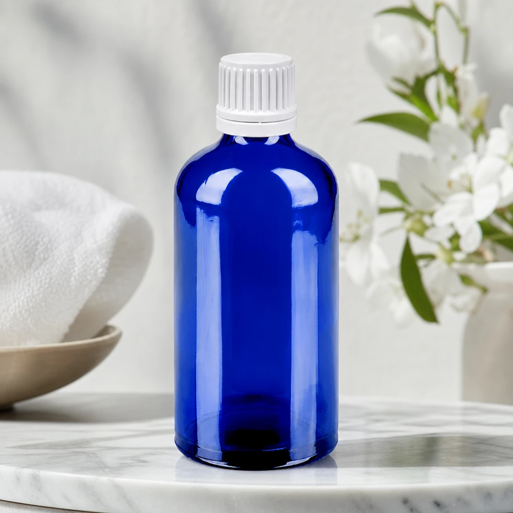 100ml fles 11mm SV wit OV BlueLine UT18/100 Veelzijdig blauw 100ml flesje met lekvrije 11mm SV dop voor serums en tincturen
