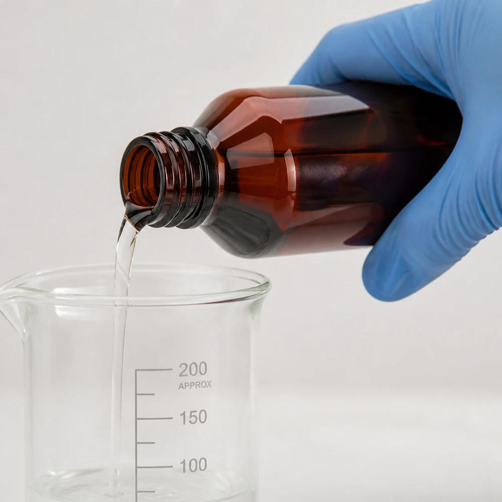PET-fles 200ml met bruine dop Standaard Braune PET Flasche 200ml Standardverschluss wird über 200ml Messbehälter ausgegossen