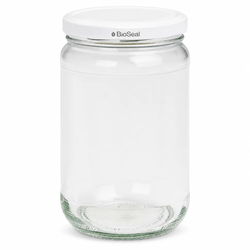 305ml rond glas met BioSeal deksel wit UNiTWIST UNiTWIST Runda305 inmaakpot met wit TO63 BioSeal deksel - lege glazen pot voor inmaak