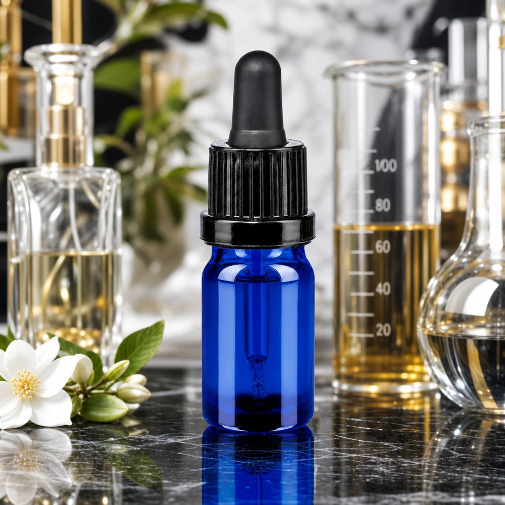 5ml pipetfles zwart OV BlueLine UT18/5 UV-beschermend blauw 5ml glazen flesje met precieze zwarte druppelaar OV BlueLine UT18/5