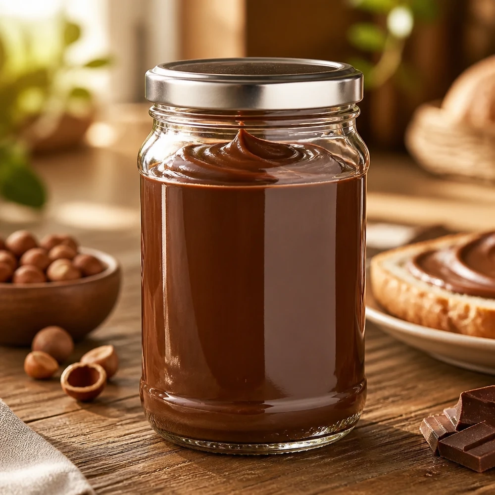 Zelfgemaakte hazelnootcrème bewaren in een UNiTWIST-glas van 370 ml met BasicSeal-sluiting