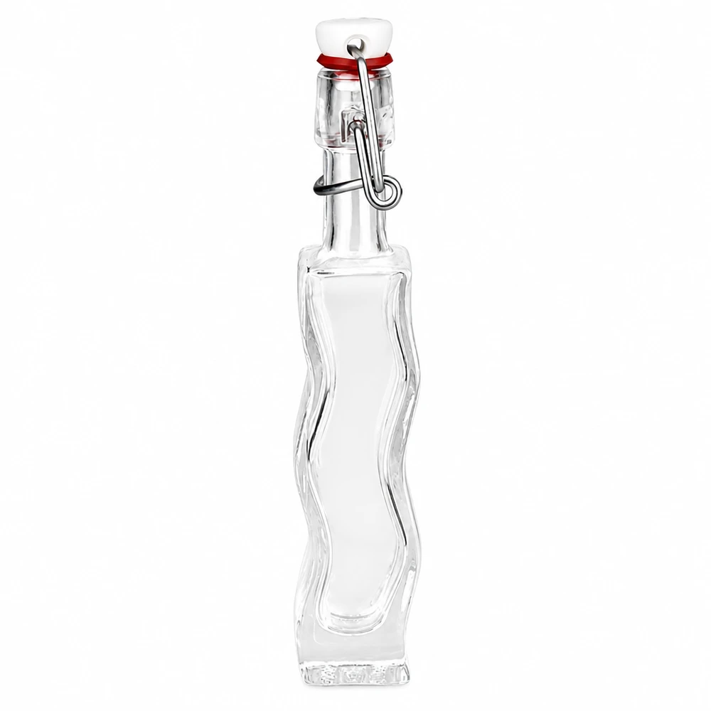 40ml glazen fles Anna met transparant glas en witte PVC draaidop UNiTWIST, gebogen vorm