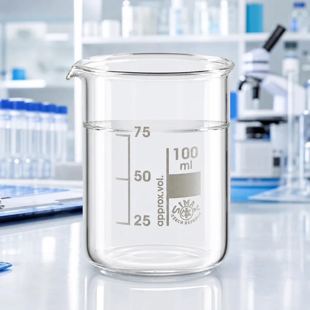 Transparant 100 ml bekerglas van robuust borosilicaatglas met nauwkeurige volumeverdeling