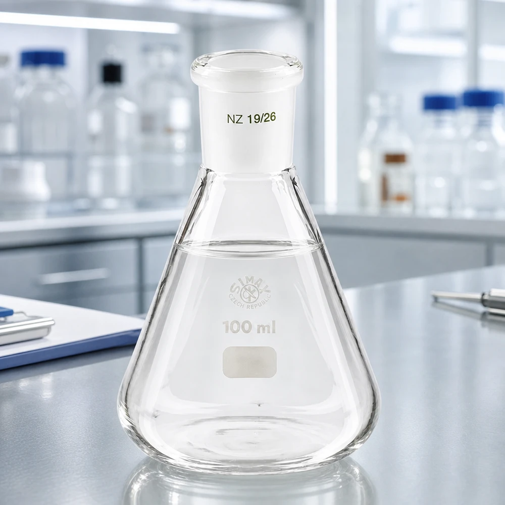 Erlenmeyer 100ml nauwe hals borosilicaat met slijpstuk 19/26