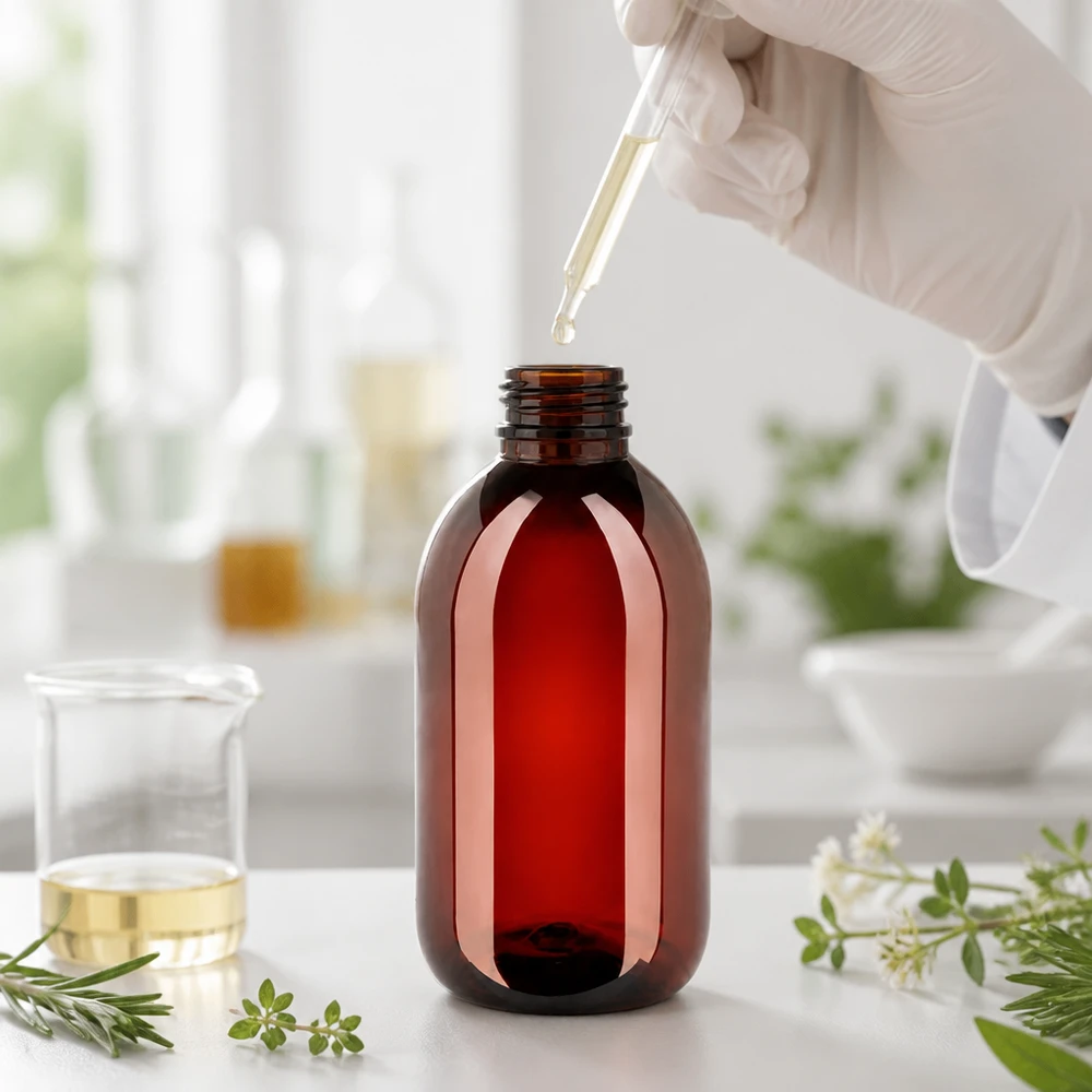 PET fles 250ml met witte standaard verzegelstop PET-apothekersfles van 250 ml, amberkleurig, met standaardschroefdraad en witte dop