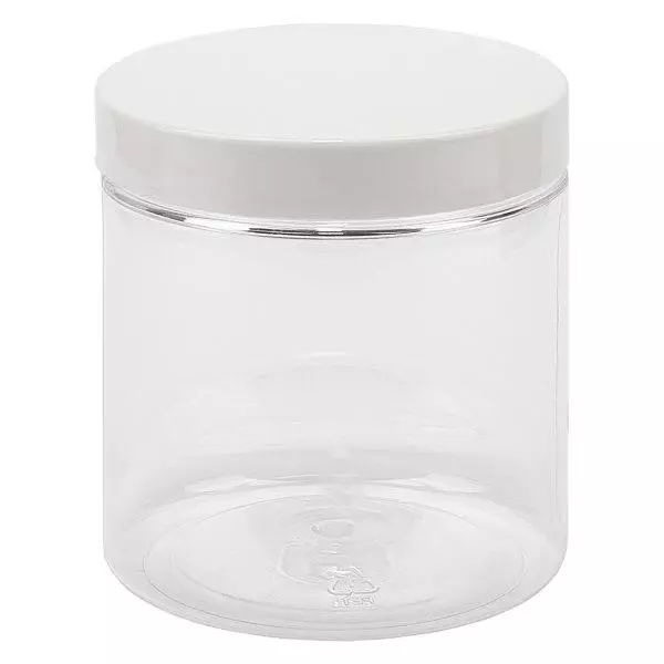 PET pot met schroefdeksel 250 ml helder incl. wit deksel