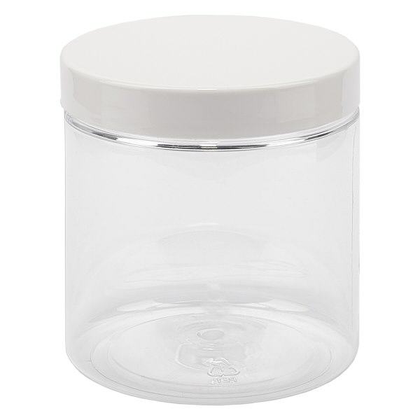 PET pot met schroefdeksel 250 ml helder incl. wit deksel PET pot met schroefdeksel 250 ml helder incl. wit deksel