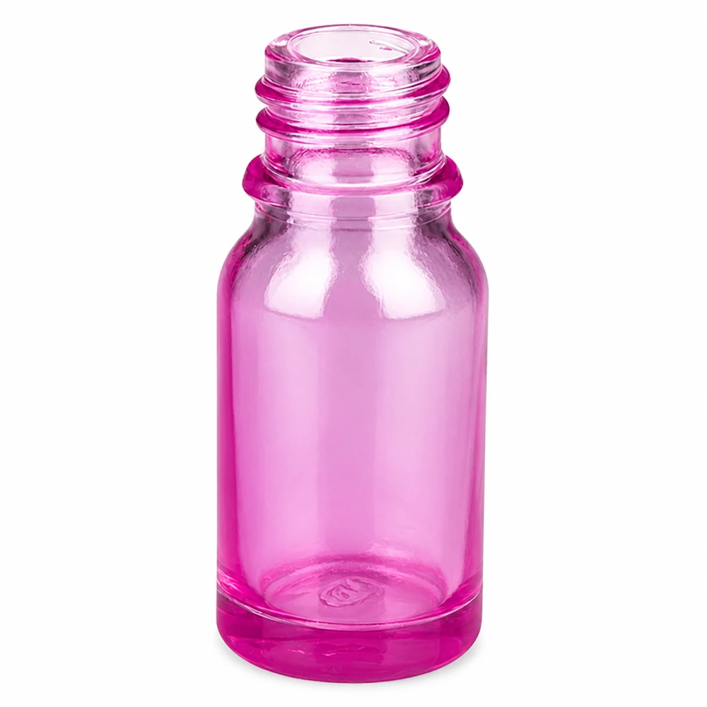 Compacte 10ml PurpleLine glazen fles in rozeviolet met praktische UNiTWIST schroefdraad