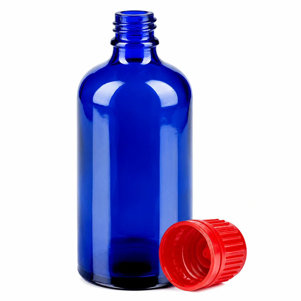 100ml fles 11mm SV rood OV BlueLine UT18/100 100ml violette glazen fles BlueLine SV 11mm voor lichtgevoelige stoffen
