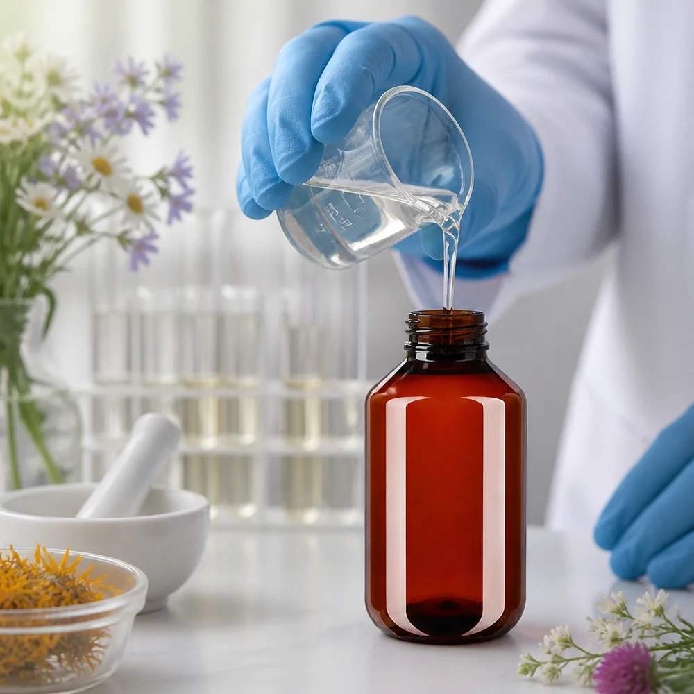 Cilindrische bruine PET-fles van 100 ml met witte dop voor natuurlijke cosmetica en farmaceutische producten