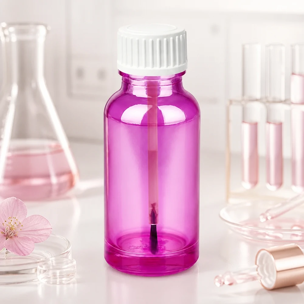 20ml penseelflacon wit standaard PurpleLine UT18/20 20 ml kwastfles met UT18/20 schroefdraad gemaakt van robuust glas in modern Purple Line-design