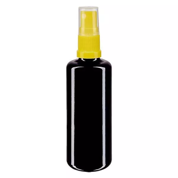 Fles van violet glas 50 ml incl. pompverstuiver geel Fles van violet glas 50 ml incl. pompverstuiver geel