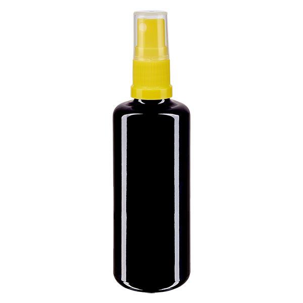Fles van violet glas 50 ml incl. pompverstuiver geel Fles van violet glas 50 ml incl. pompverstuiver geel