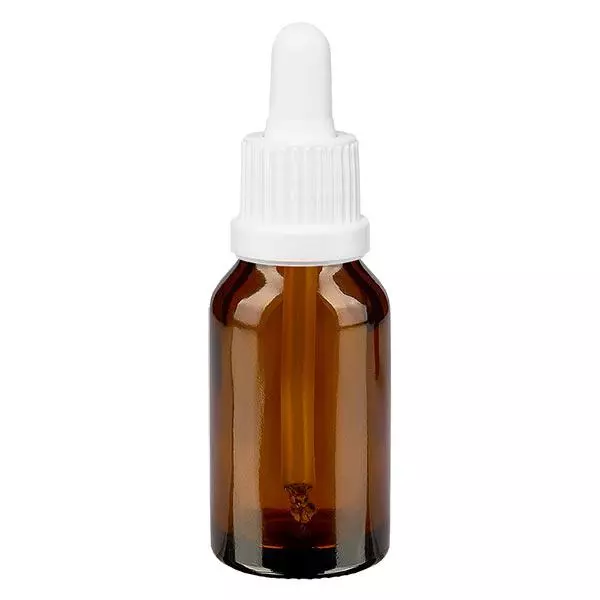 Pipetfles bruin 30ml, pipet wit/wit VR Pipetfles bruin 30ml, pipet wit/wit VR