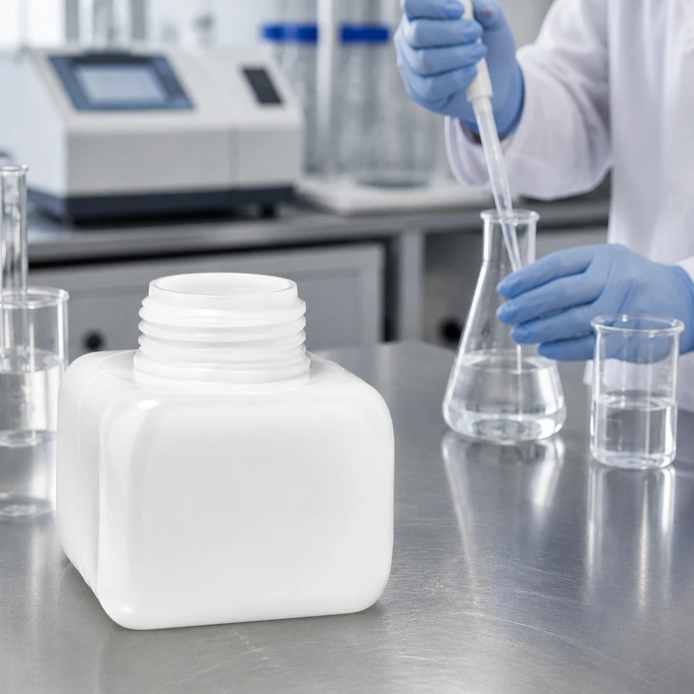 Chemicaliënfles 250 ml, wijde hals Chemicaliëncontainer 250 ml, brede hals, PE-HD, doorschijnend, voor het bewaren van monsters, laboratoriumgebruik