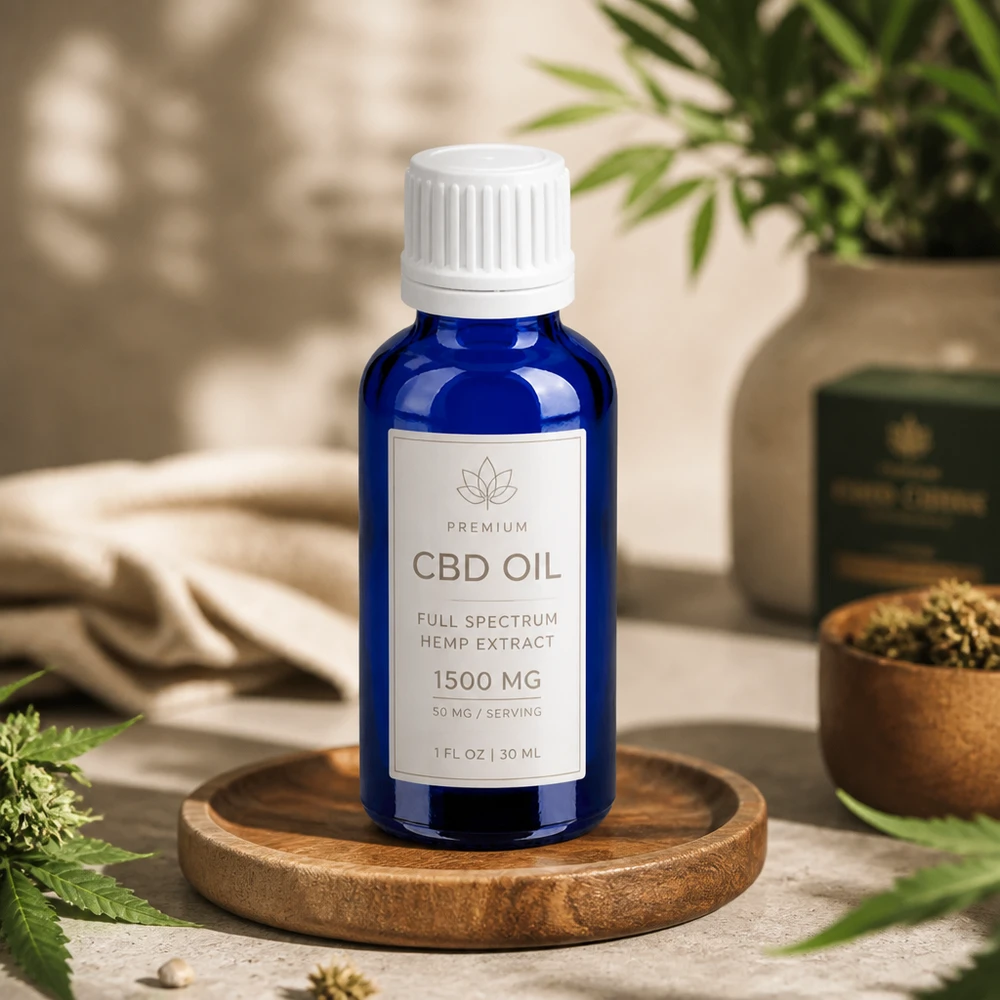 Precies doseerbaar 30ml blauw glazen flesje met witte dop voor medische toepassingen