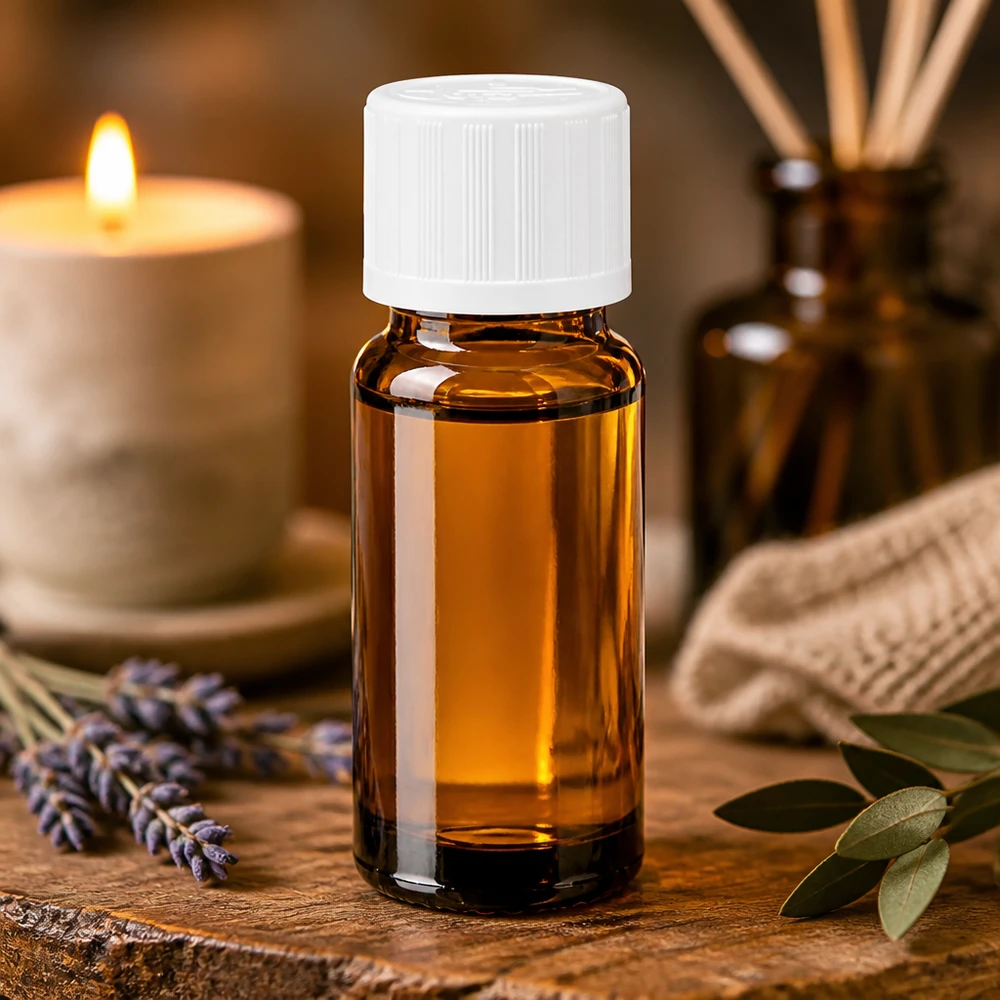 Bruine glazen fles 10ml met wit schroefsluiting kinderslot St Cilindrische bruine glazen fles van 10 ml met een witte kindveilige schroefdop