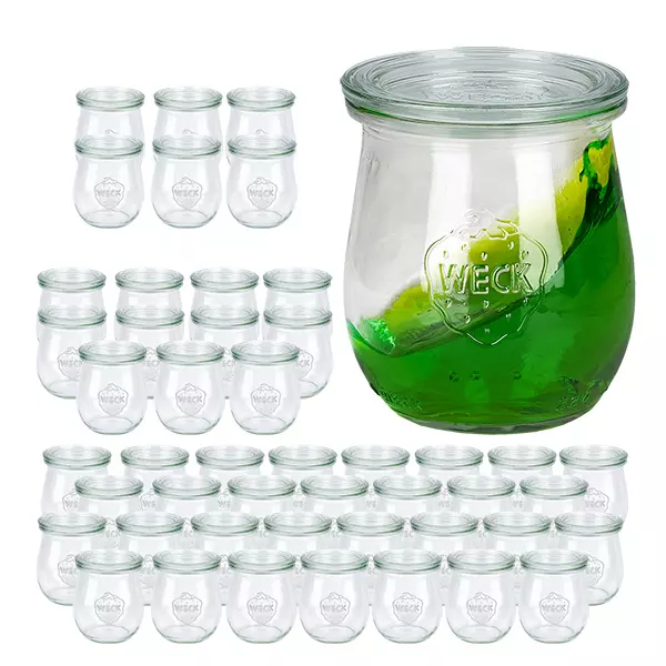 Set van 48 Weck potten 220 ml tulp potten met 48 glazen deksels Set van 48 Weck potten 220 ml tulp potten met 48 glazen deksels