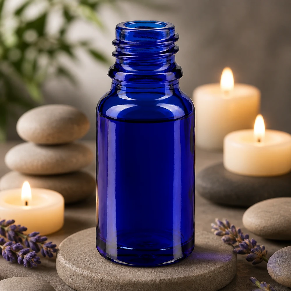 Blauwe glazen fles 10ml Klassiek apothekersflesje 10ml van dik blauw glas met optimale stabiliteit en houdbaarheid