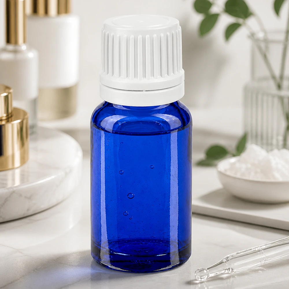 10ml druppelflesje met robuust glas en lekvrije witte dop voor dagelijks gebruik