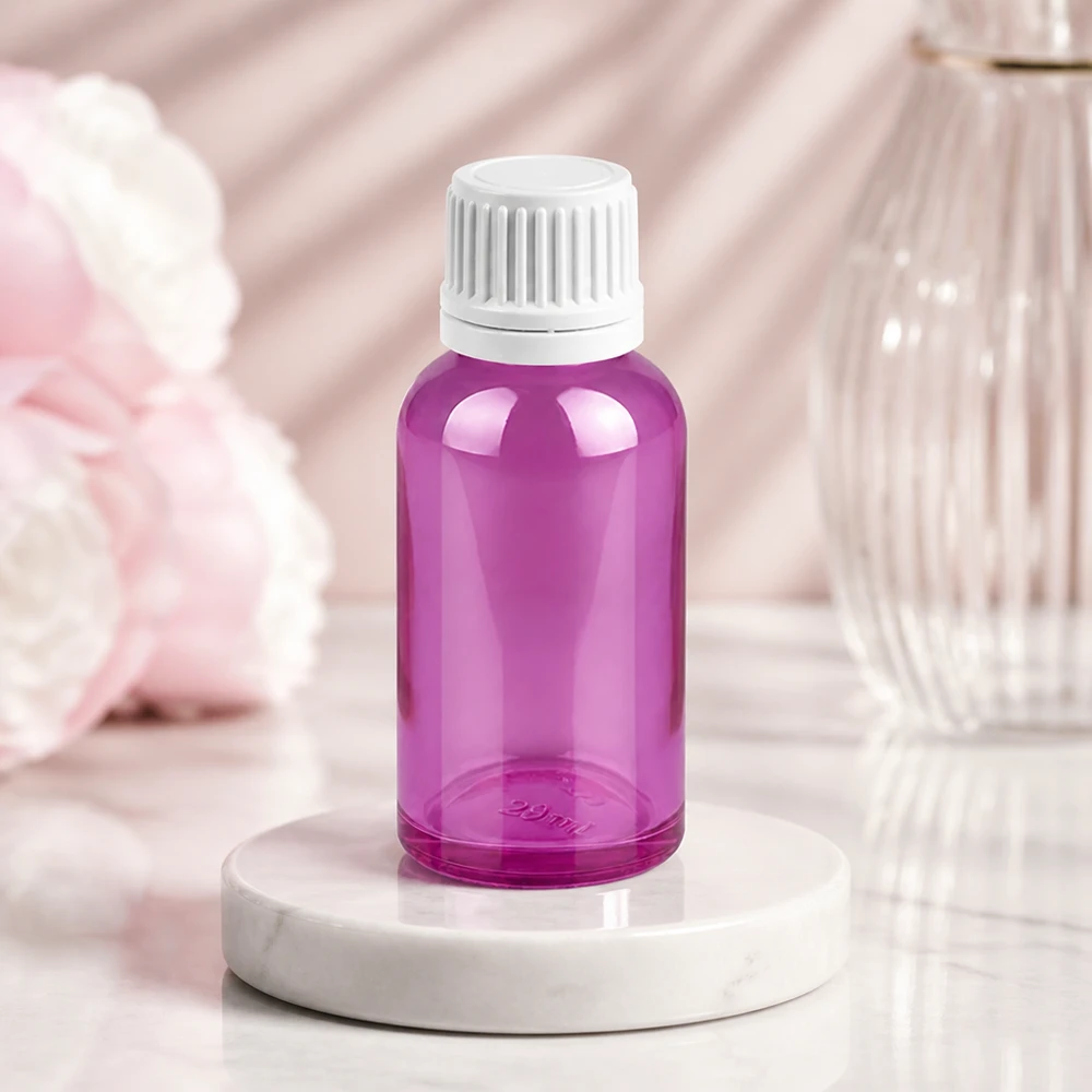 30 ml flesje in trendy paars ontwerp, ideaal voor doe-het-zelfcosmetica en zelfgemaakte producten