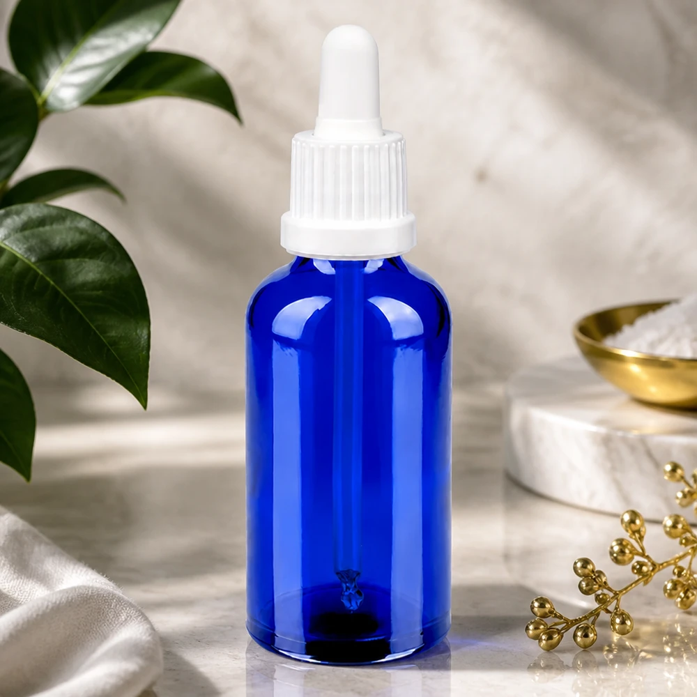 Compacte 50ml pipetfles OV BlueLine UT18/50 ideaal voor op reis en mobiel gebruik