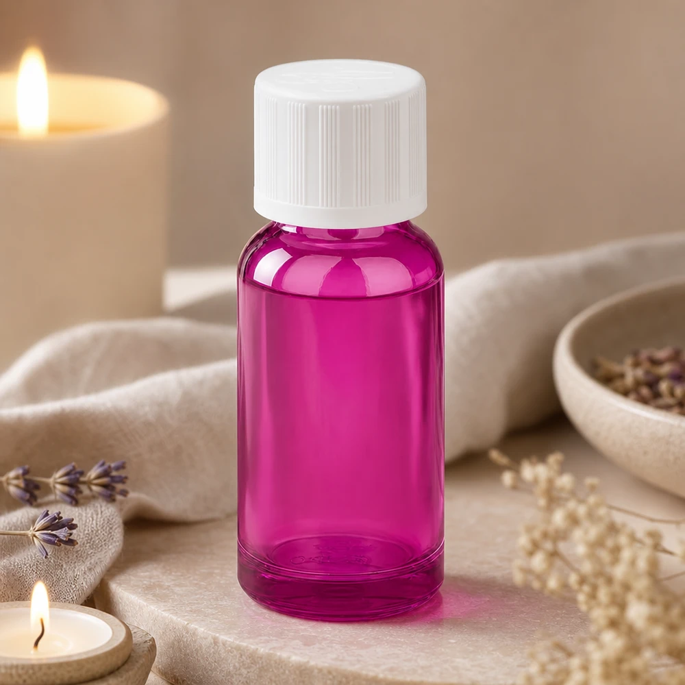 20ml flesje 11mm schroefdop wit standaard kindveilige PurpleLine UT18/20 Handig paars glazen flesje van 20 ml met kinderslot voor veilig opbergen