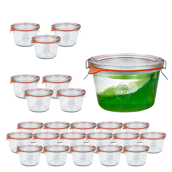 Set van 24 Weck-potten 370 ml bekers met 24 glazen deksels Set van 24 Weck-potten 370 ml bekers met 24 glazen deksels