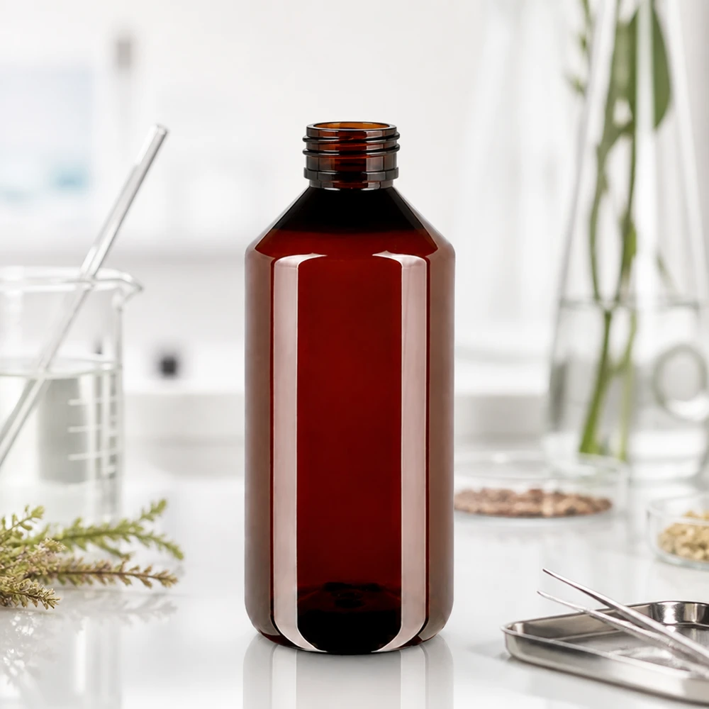 PET fles 1000ml met witte flip-top dop. Bruine plastic fles van 1 liter met UV-bescherming voor tincturen, extracten en vloeibare voedingssupplementen