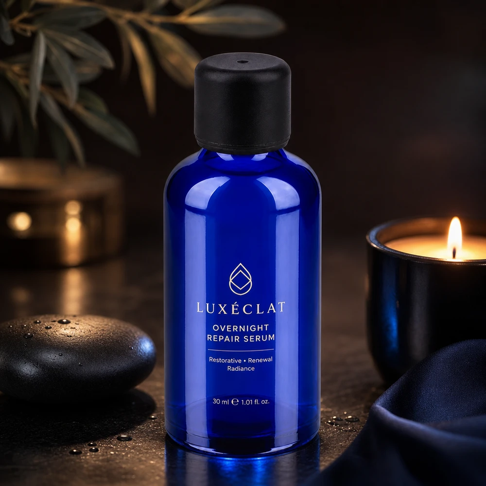 Hoogwaardige glazen verpakking 50ml met UT18 draad in stijlvol blauw voor schoonheidsproducten