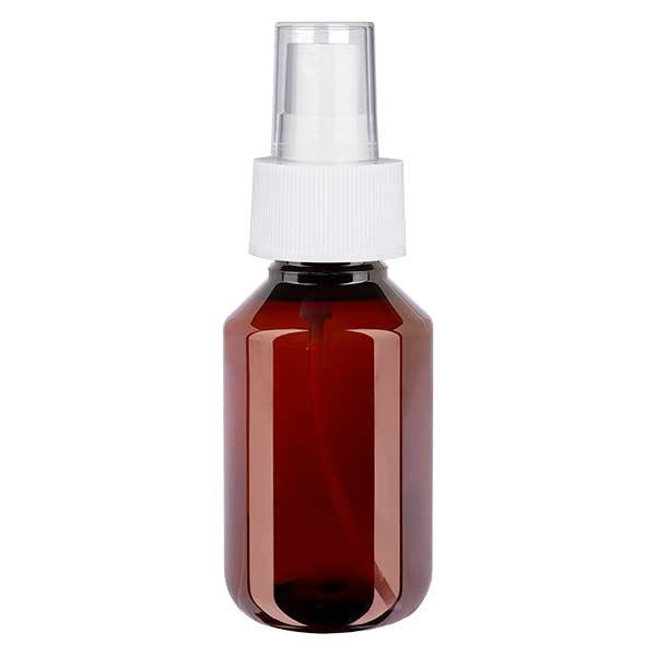 100 ml PET medicijnfles met verstuiver wit GCMI 28/410 incl. dop transparant, standaard 100 ml PET medicijnfles met verstuiver wit GCMI 28/410 incl. dop transparant, standaard