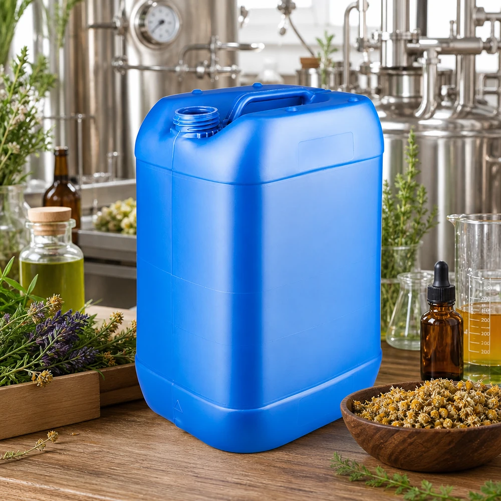 Canister 25 liter blauw zonder sluiting Lege jerrycan van 25 liter, blauw, voedselveilig HDPE, geschikt voor oliën, essences en hydrolaten