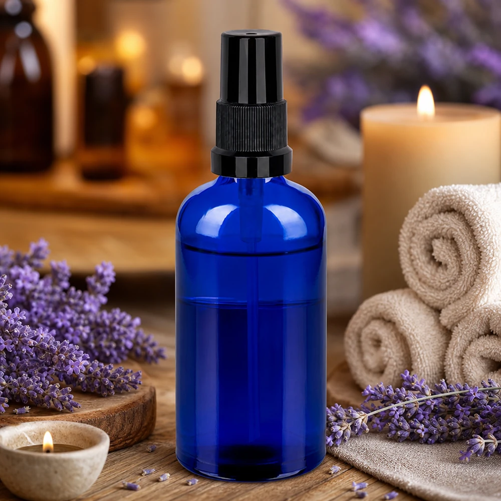 Hoogwaardige 100ml sprayflacon van blauw glas - STD BlueLine UT18/100 voor aromatherapie