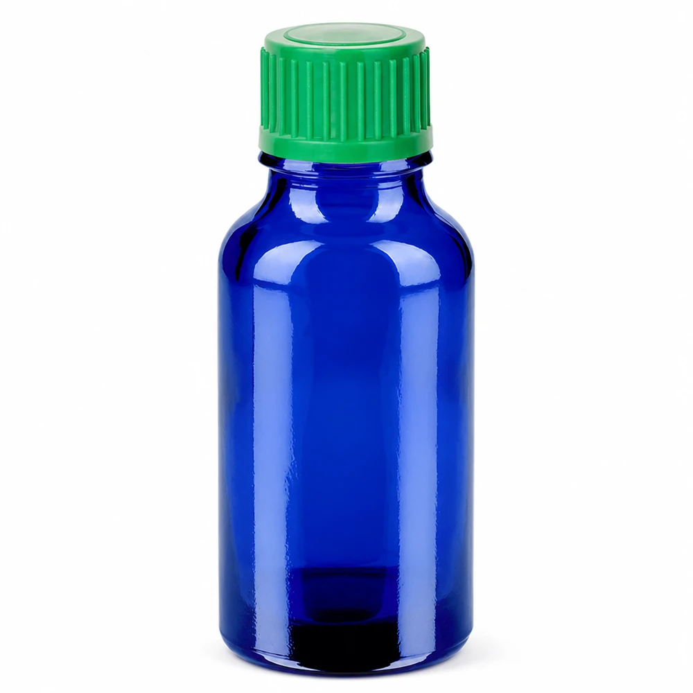 20ml Druppelflesje 0.8mm groen STD BlueLine UT18/20 Hoogwaardige blauwe glazen fles 20ml met nauwkeurig druppelsysteem voor medische oplossingen