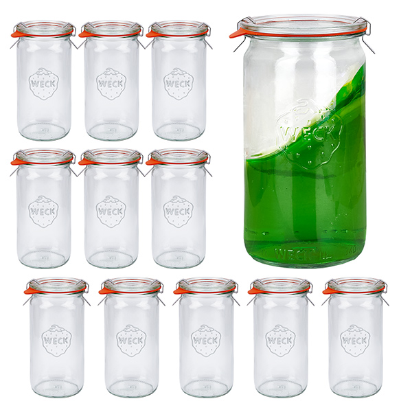 Set van 12 Weckpotten 340 ml cilinderpotten met 12 glazen deksels Set van 12 Weckpotten 340 ml cilinderpotten met 12 glazen deksels