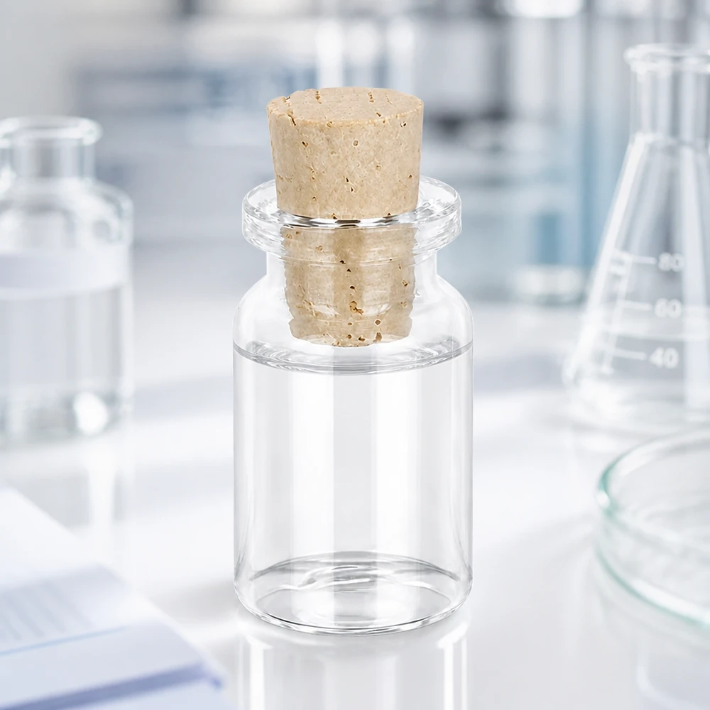 Injectiefles helder glas 5ml met kurk 11/14mm Glasfläschchen 5ml mit Korkverschluss 14mm für Proben und Reagenzien