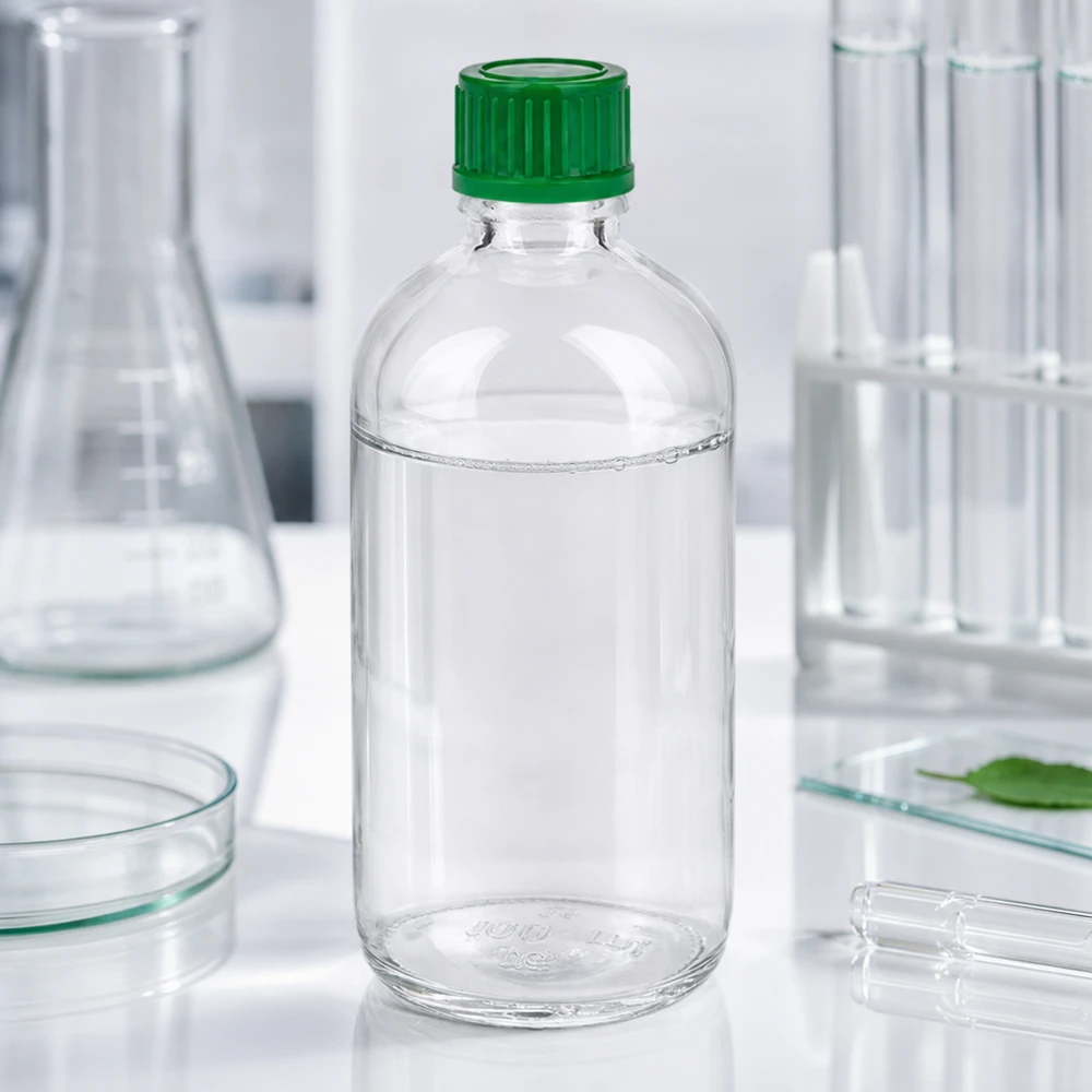 Borosilicaat laboratoriumfles van 100 ml met groene dop van 11 mm, SV ClearLine UT18/100, voor laboratoriumtoepassingen