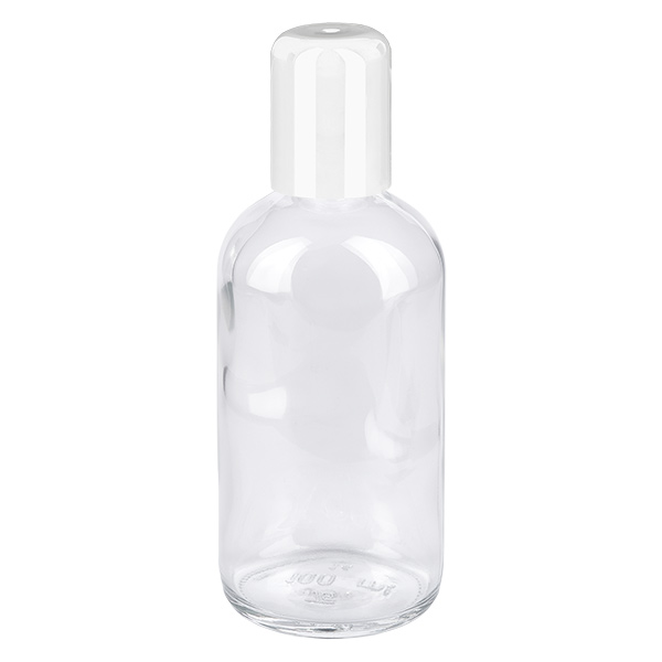 100ml roll-on fles wit STD ClearLine UT18/100 100 ml roll-on flesje, wit en transparant, ClearLine, van PET-kunststof met witte dop