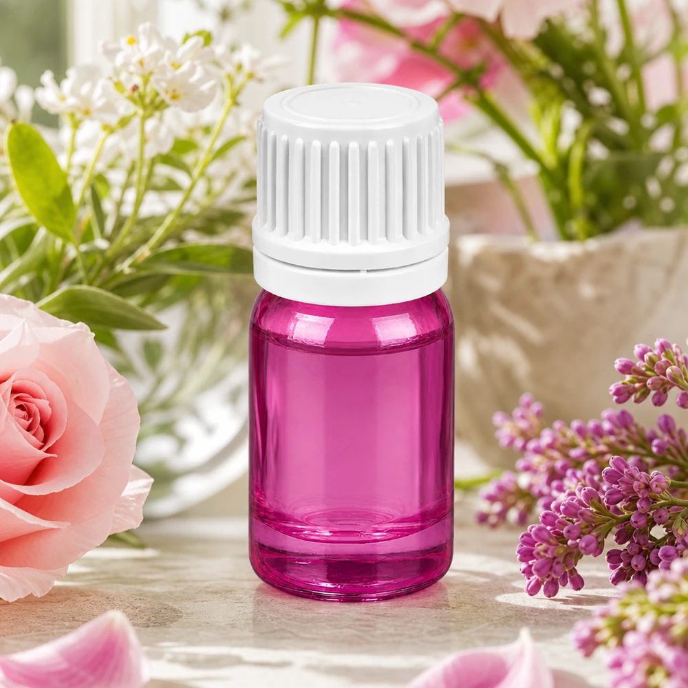 Paars 5ml flesje met UT18 schroefdraad voor het veilig bewaren van essences en oliën
