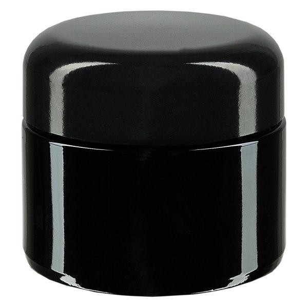 Cosmetisch potje violet glas 50ml, met zwart deksel Cosmetisch potje violet glas 50ml, met zwart deksel