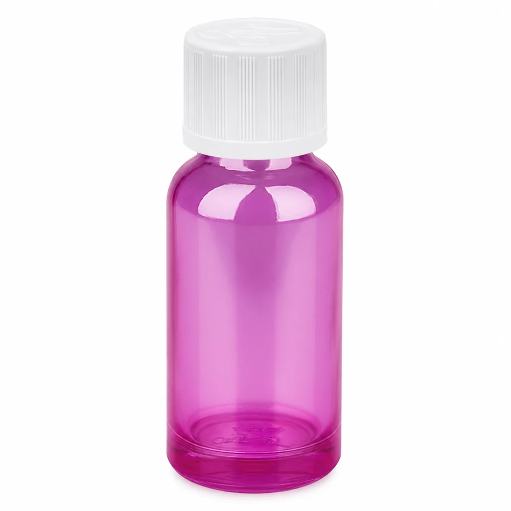 Compact flesje van 20 ml met druppelaar in paars voor laboratorium en cosmetica