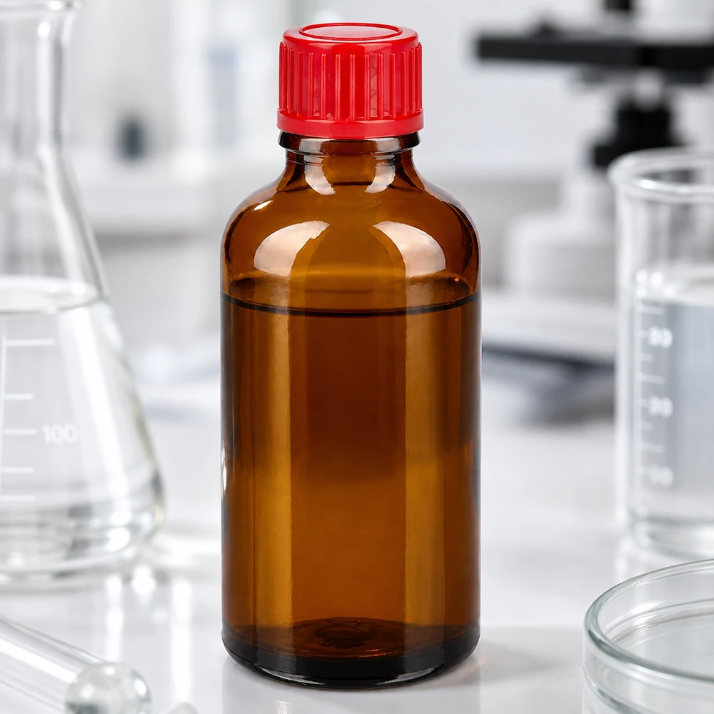 BrownLine fles van 50 ml met 11 mm opening, ideaal voor nauwkeurig doseren en bewaren
